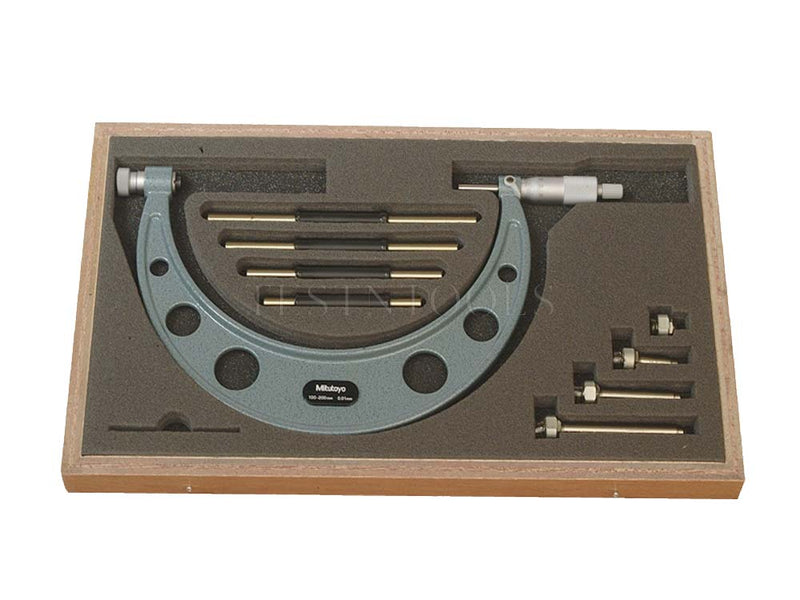 Mitutoyo Outside Micrometer 100-200mm 0.01mm With 4 Interchangeable Anvils 104-140A