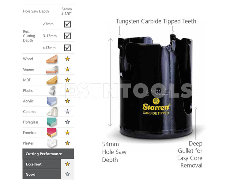 Starrett Multi Purpose TCT Holesaw Fast Cutting 70mm