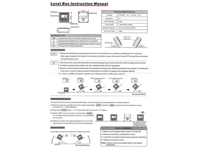 Toolmaster Bevel Box Digital Mini Angle Finder