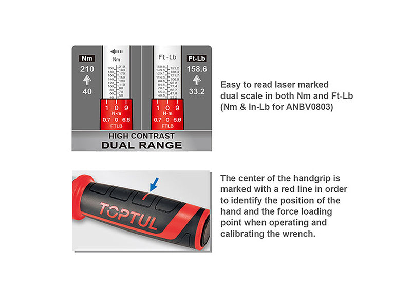 Toptul Torque Wrench 1/4" Drive 5-25Nm ANBV0803
