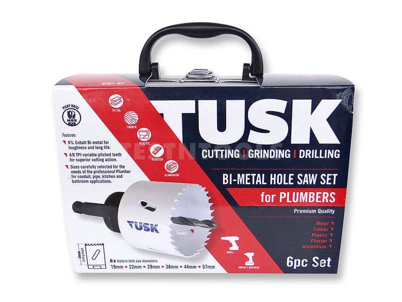 Tusk Bi-Metal Hole Saw Set For Plumber 19mm - 57mm 6 Piece BMH6P