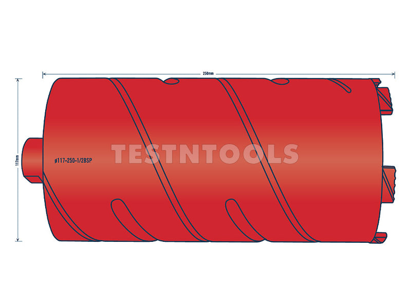Tusk Diamond Dry Core Drill 250mm x 117mm DCB117