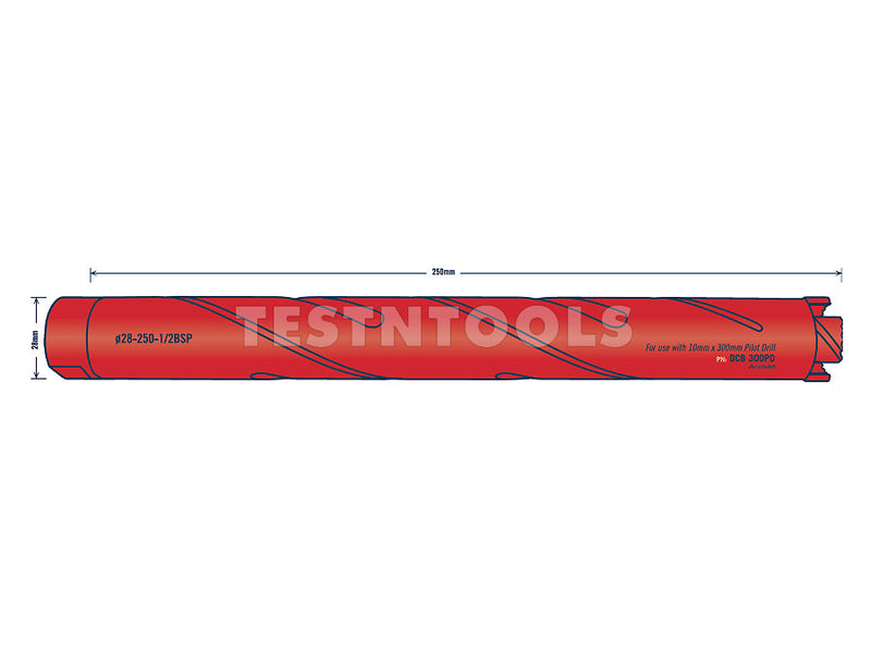 Tusk Diamond Dry Core Drill 250mm x 28mm DCB28