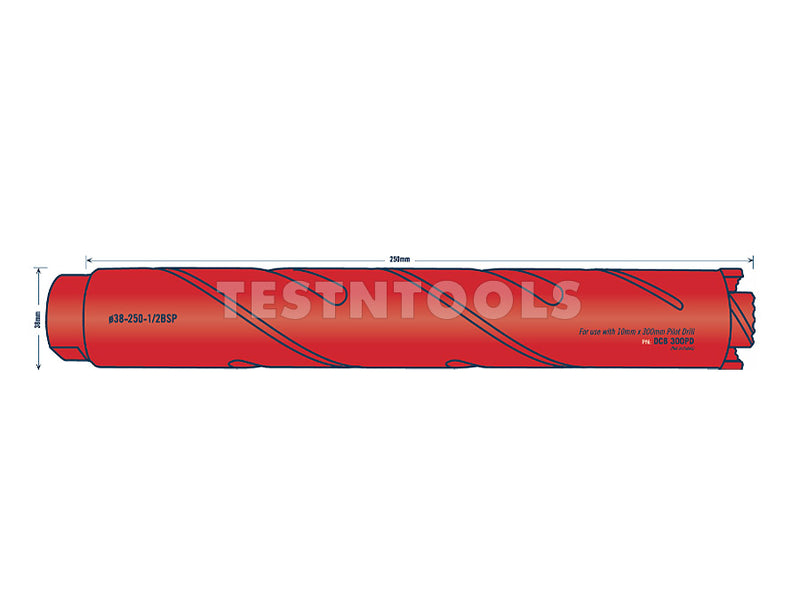 Tusk Diamond Dry Core Drill 250mm x 38mm DCB38