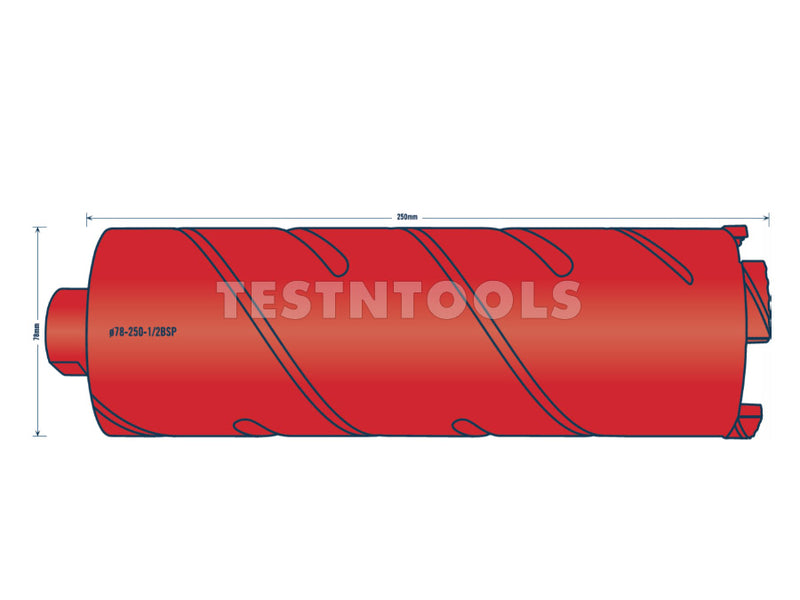 Tusk Diamond Dry Core Drill 250mm x 78mm DCB78