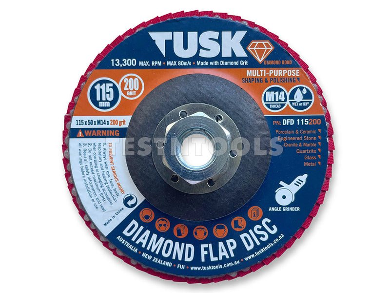 Tusk Diamond Flap Disc 115mm 200 Grit DFD115200