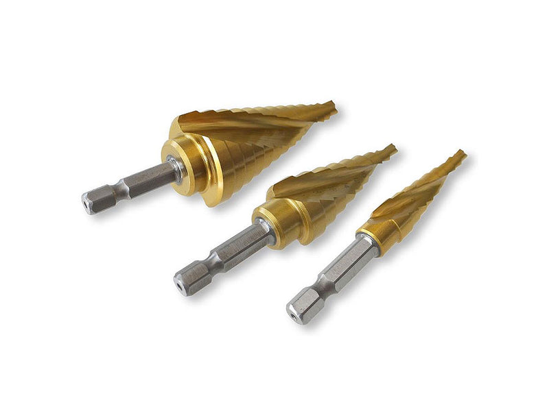Tusk HSS Step Drill Bits Set 12mm - 30mm 3 Piece QC Hex HSD3H