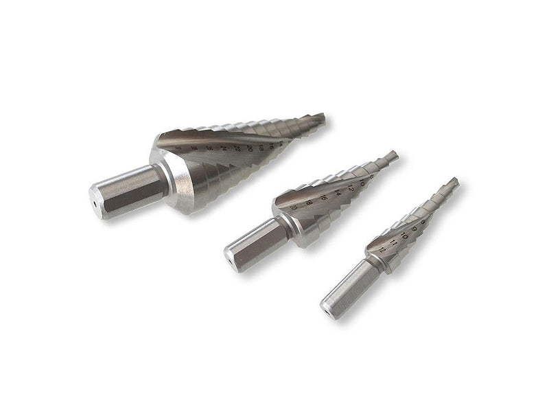 Tusk HSS Step Drill Bits Set 12mm - 30mm 3 Piece Straight Shank HSD3S
