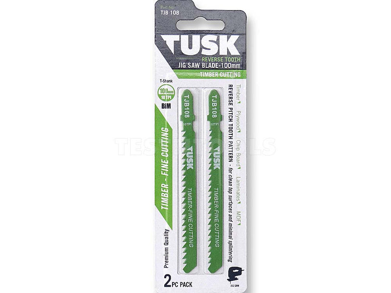 Tusk Jigsaw Blade for Timber 100mm 10TPI Reverse Tooth 2 Piece TJB108