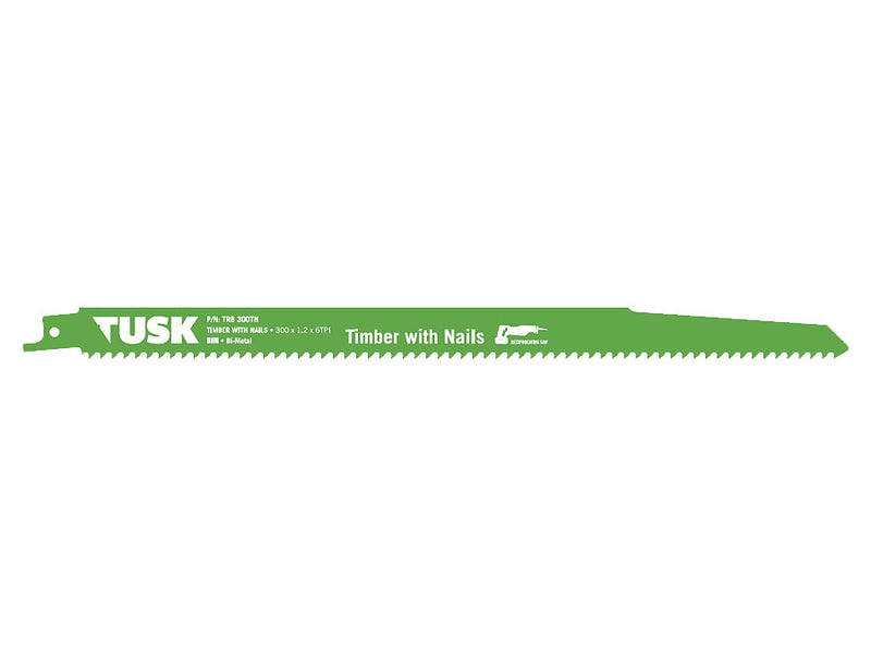 Tusk Sabre Saw Blade For Timber with Nails 300mm 5 Piece TRB300TN