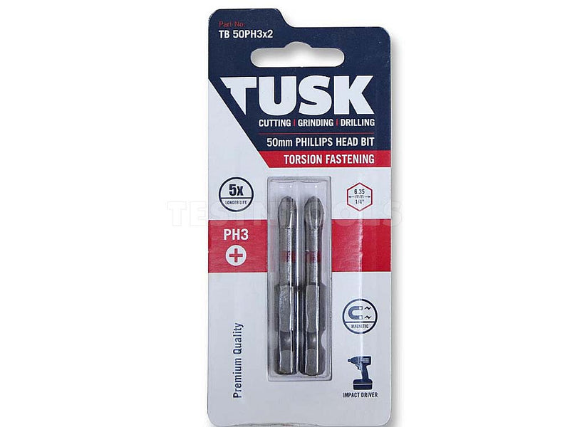 Tusk Torsion Bit 50mm x PH3 2 Piece TB50PH3x2