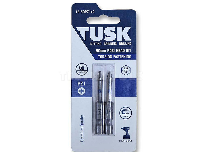 Tusk Torsion Bit 50mm x PZ1 2 Piece TB50PZ1x2