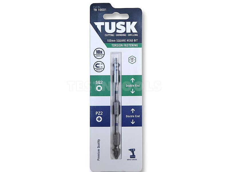 Tusk Torsion Bit Double Ended 100mm x PZ2+SQ2 TB10001