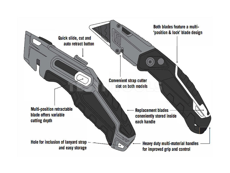 Tusk Utility Knife Set Retractable and Folding 2 Piece TUK25