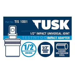 TUSK IMPACT UNIVERSAL JOINT 1/2" DRIVE 1/2" TIS1001