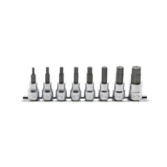 KOKEN INHEX BIT SOCKET SET ON RAIL 3/8" DRIVE 1/8" - 1/2" 6PT 8 PIECE RS3010A/8-L50