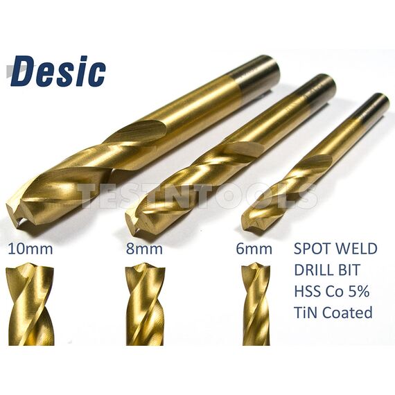 DESIC SPOT WELD DRILL BIT HSS TITANIUM COATED 8MM