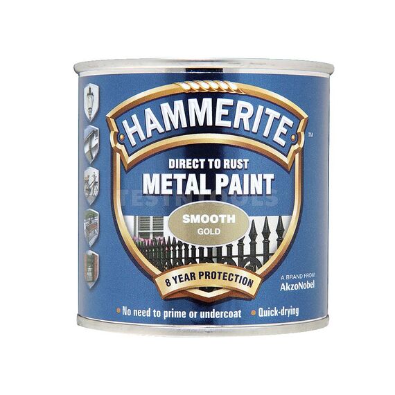 HAMMERITE DIRECT TO RUST METAL PAINT SMOOTH GOLD 750ML PAIS-075G