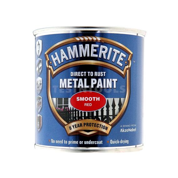 HAMMERITE DIRECT TO RUST METAL PAINT SMOOTH RED 750ML PAIS-075R