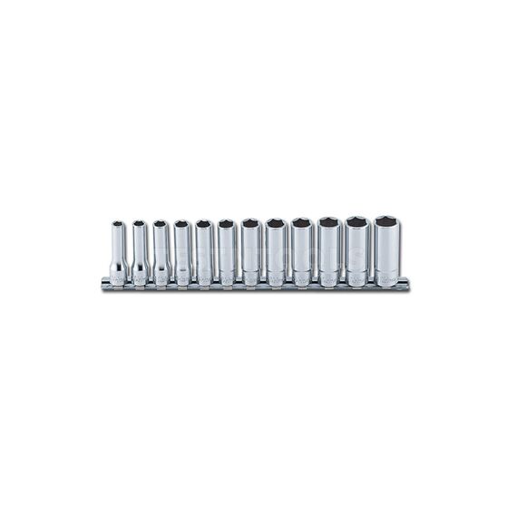 KOKEN DEEP SOCKET SET ON RAIL 3/8" DRIVE 8MM - 19MM 6PT 12 PIECE RS3300M/12