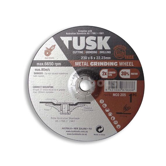 TUSK METAL GRINDING WHEEL 230MM MCO205