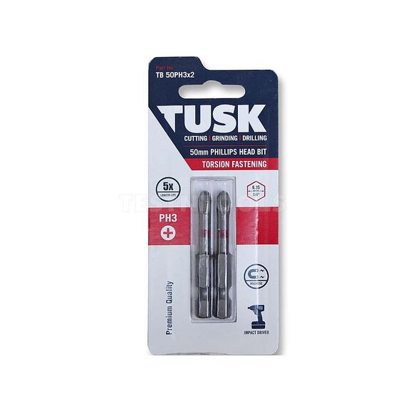 TUSK TORSION BIT 50MM X PH3 2 PIECE TB50PH3X2