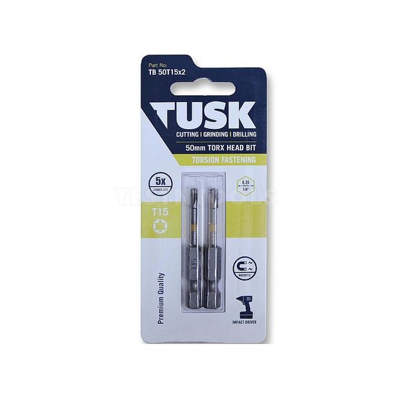 TUSK TORSION BIT 50MM X TORX15 2 PIECE TB50T15X2