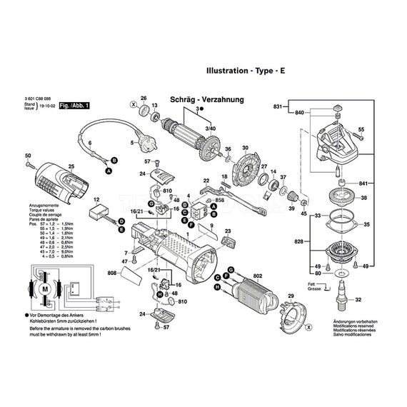 BOSCH GWS7-100 SPARE PART NUMBER 3 - ARMATURE 1619P20625